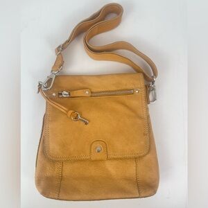 Fossil Leather Shoulder Bag Golden Tan Pebbled